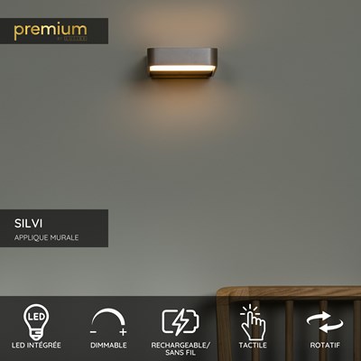 Lucide SILVI - Applique murale Rechargeable - Batterie/Piles - LED Dim. - 1x3,7W 2700K - Café | Premium